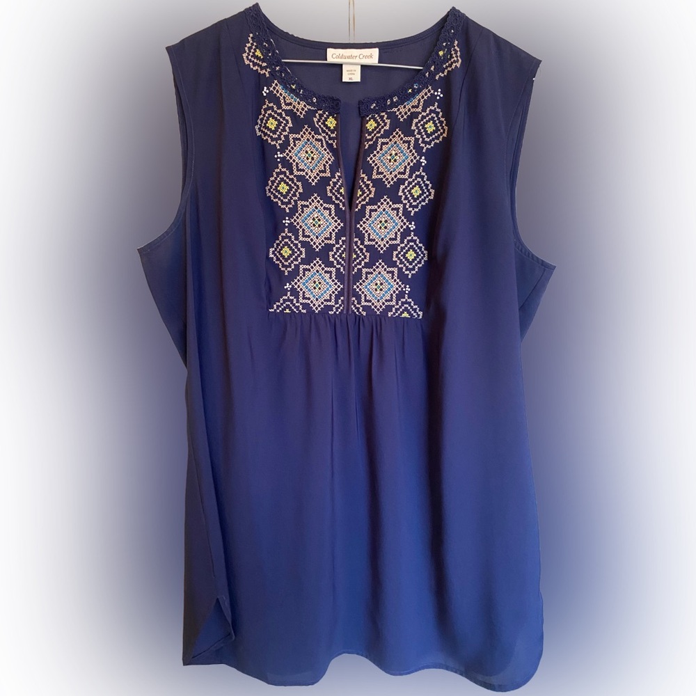 Coldwater Creek Navy Blue Blouse